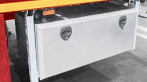 Lockable tool-box made of HDPE or stainless under the loading platform.
